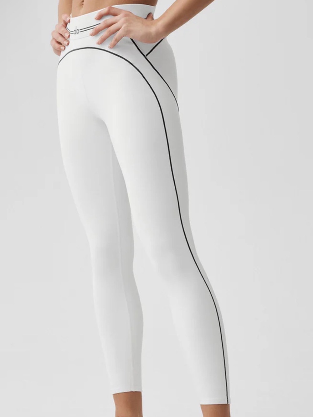 ALO Yoga White Leggings with Black Stripes Size Small